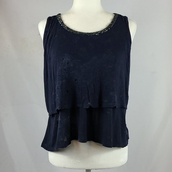 Dalia Collection Tops - Dalia Collection Intentionally Distressed Crop Top